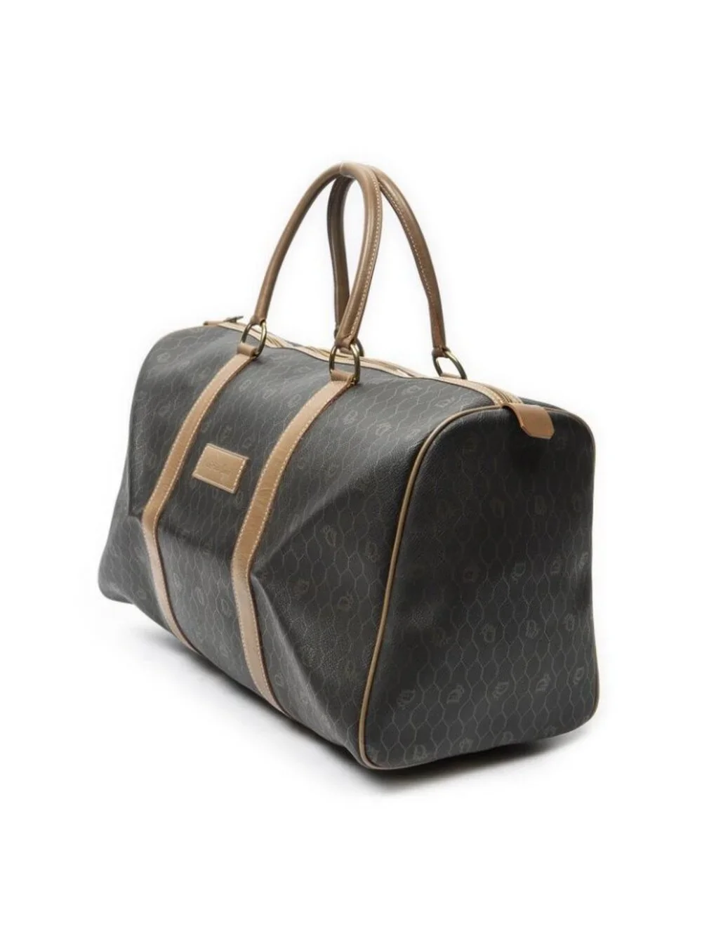 Dior Vintage Travel Boston Gray Brown Honeycomb Canvas Shoulder Bag - Picture 2 of 10